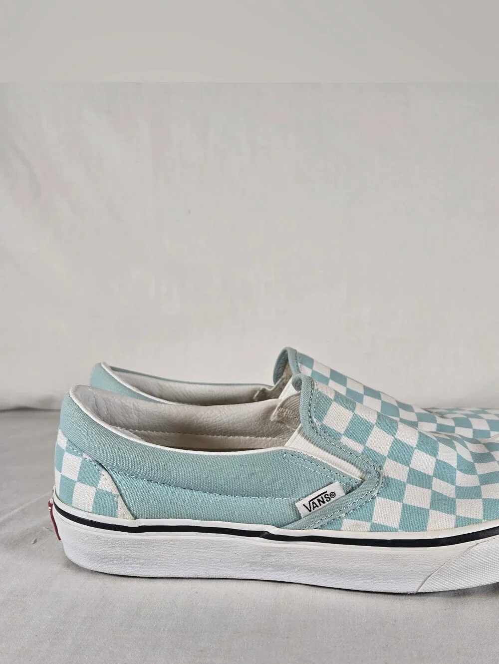 VANS Classic Slip-On Checkerboard Canvas Shoes Aqua Haze 8.5 Men 10 Women